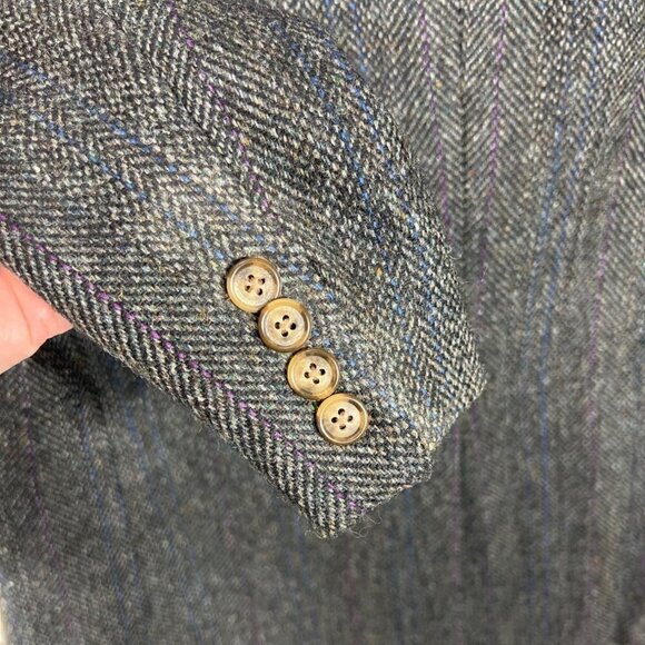 CARL STERR Wool Blend Blazer Gray Herringbone Sz 46R - Picture 4 of 6